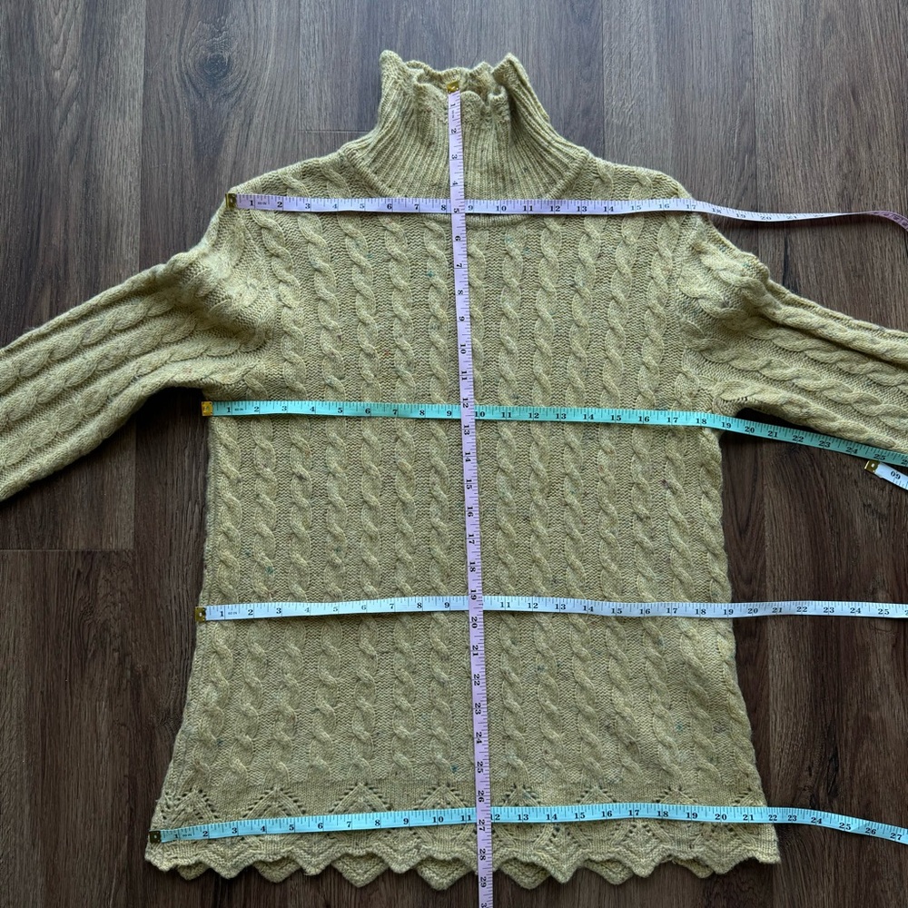 Vintage Alain Manoukian Italy Merino Wool Sweater Turtleneck Lace Cable Knit - Picture 14 of 17